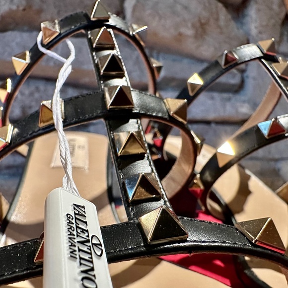 Valentino GARAVANI Rockstud Calfskin Leather Slide Sandal 60 MM BLACK Brand New - Picture 3 of 10